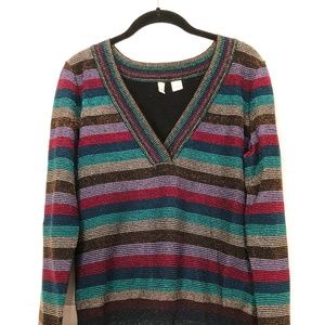 Anthropologie Striped Moth Sparkly Sweater